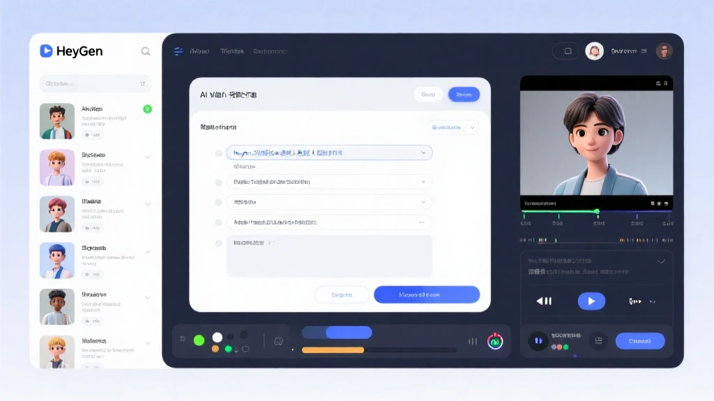 HeyGen操作界面：数字人选择、脚本输入、视频预览一站式工作台
