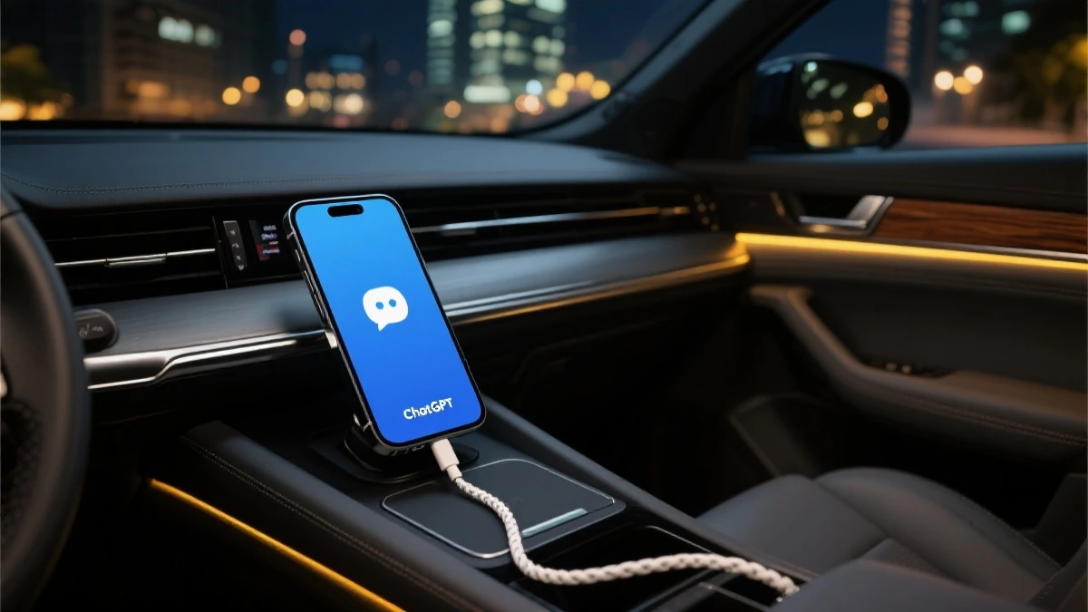 图2：iPhone通过CarPlay连接车机，ChatGPT应用图标清晰可见