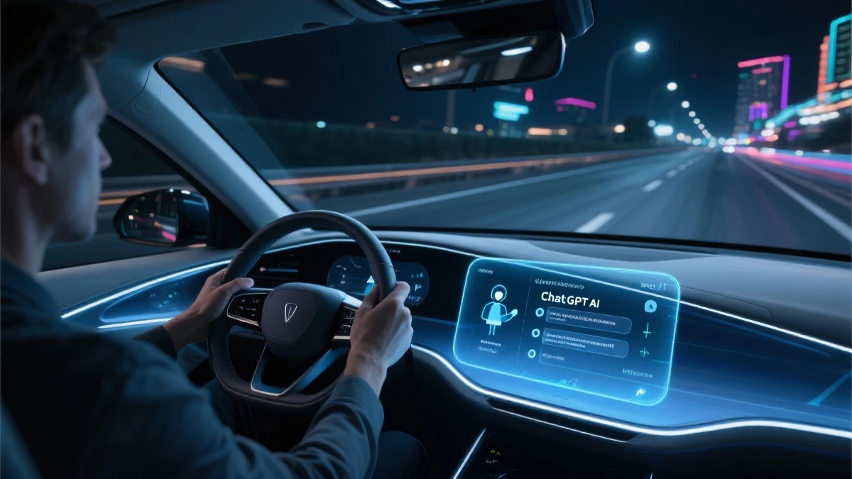 图3：驾驶员通过车载HUD使用ChatGPT，视线始终保持前方