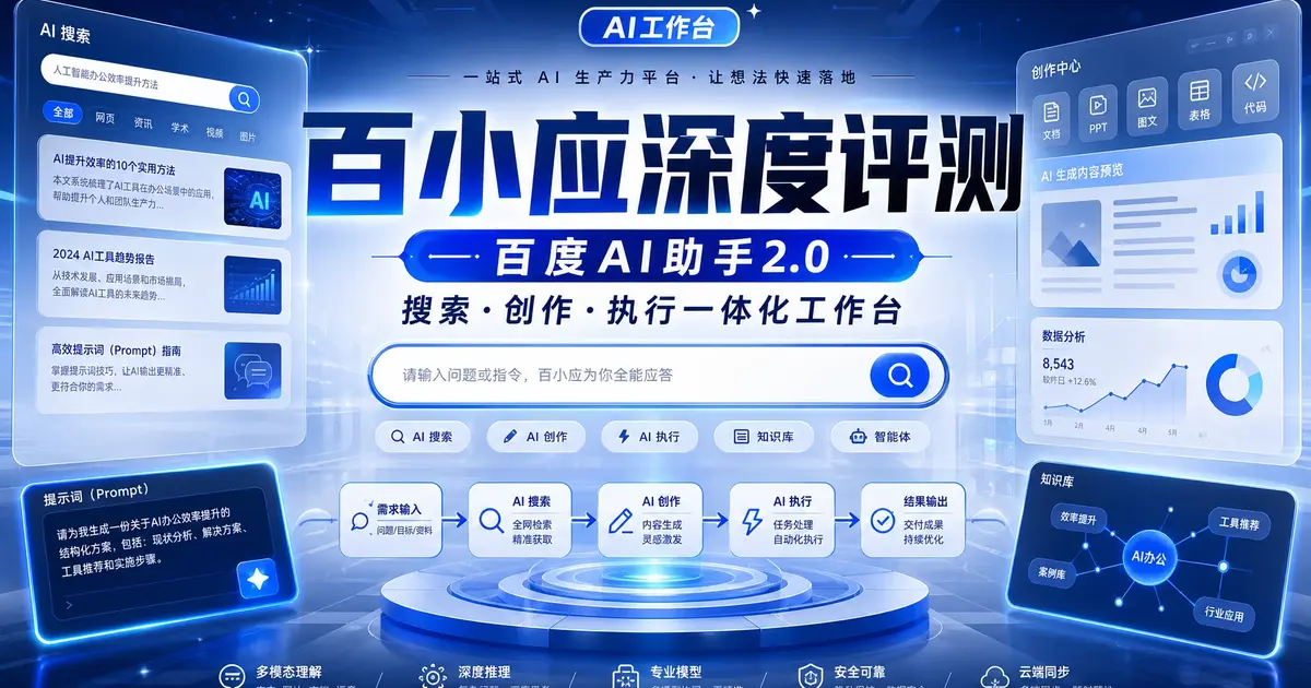 百小应深度评测：百度AI助手2.0，搜索+创作+执行的一体化工作台