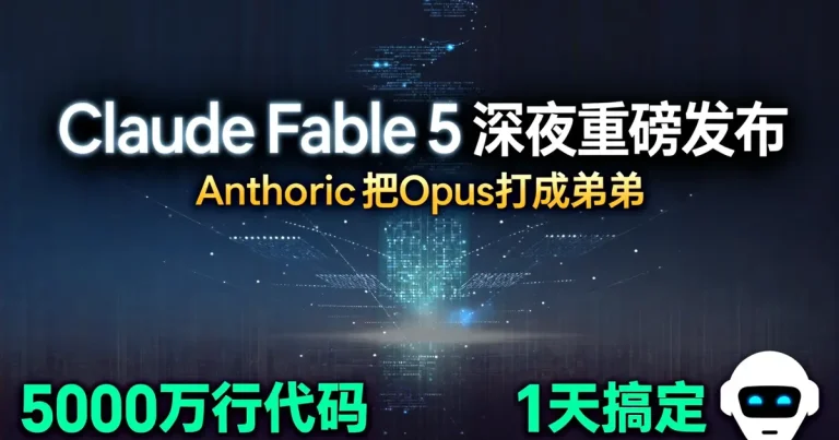 Claude Fable 5/Mythos 5 重磅发布：5000万行代码1天搞定，Anthropic 把 Opus 打成了弟弟