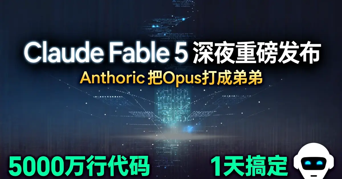 Claude Fable 5/Mythos 5 重磅发布：5000万行代码1天搞定，Anthropic 把 Opus 打成了弟弟