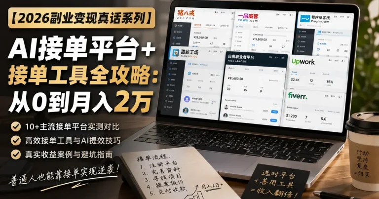 【2026副业变现真话系列】AI 接单平台 + 接单工具全攻略:从 0 到月入 2 万,5 类服务 + 6 大避坑 + 工具栈完整拆解