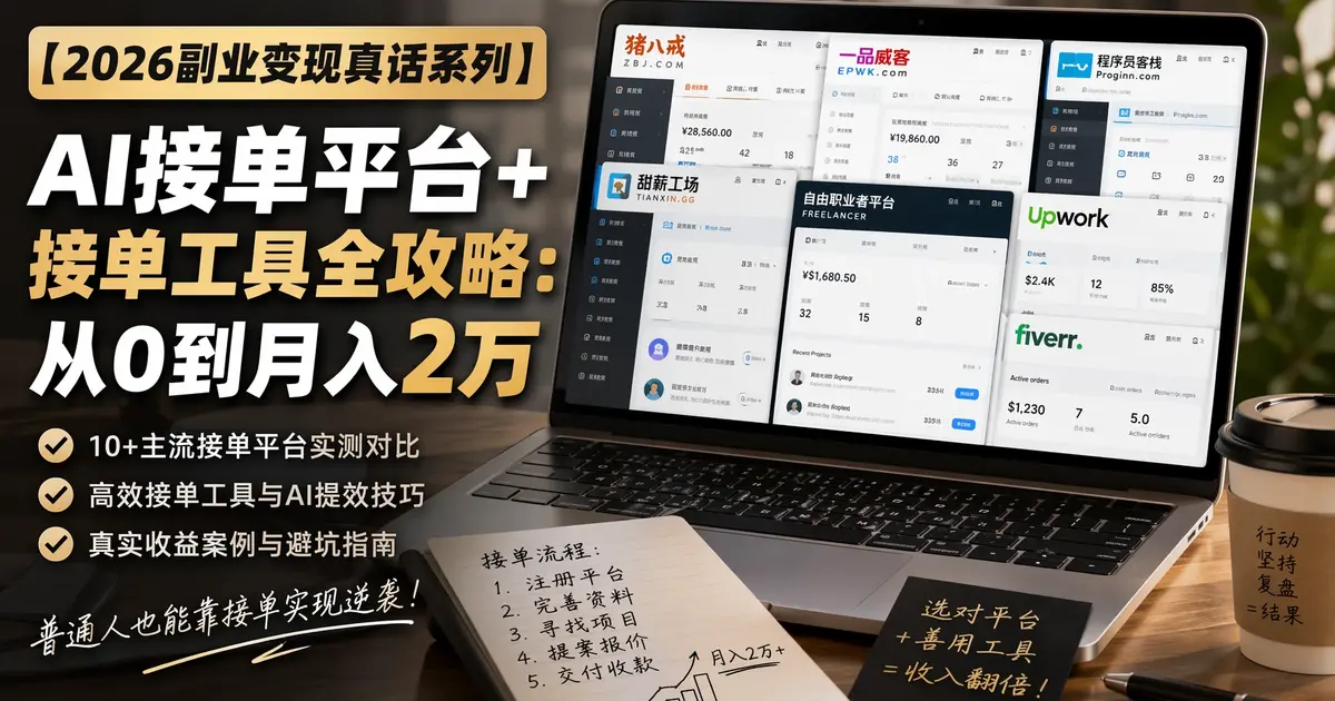 【2026副业变现真话系列】AI 接单平台 + 接单工具全攻略:从 0 到月入 2 万,5 类服务 + 6 大避坑 + 工具栈完整拆解