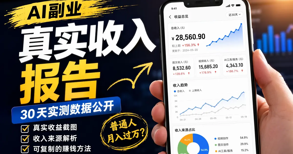 【2026副业变现真话系列】AI 副业真实收入报告：月入 3 万 vs 电费都赚不回来，差距到底在哪？