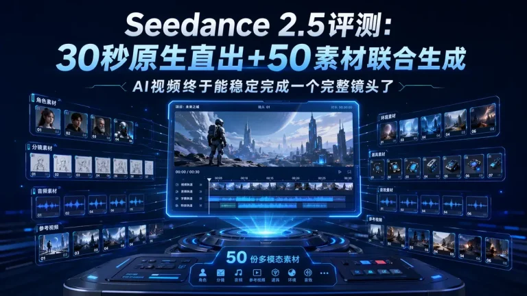 Seedance 2.5 评测：30 秒原生直出+50 素材联合生成，AI 视频终于能稳定完成一个完整镜头了