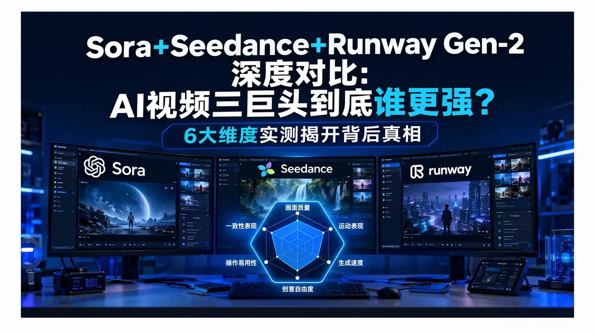 Sora + Seedance + Runway Gen-2 深度对比：AI 视频三巨头到底谁更强？6 大维度实测揭开背后真相