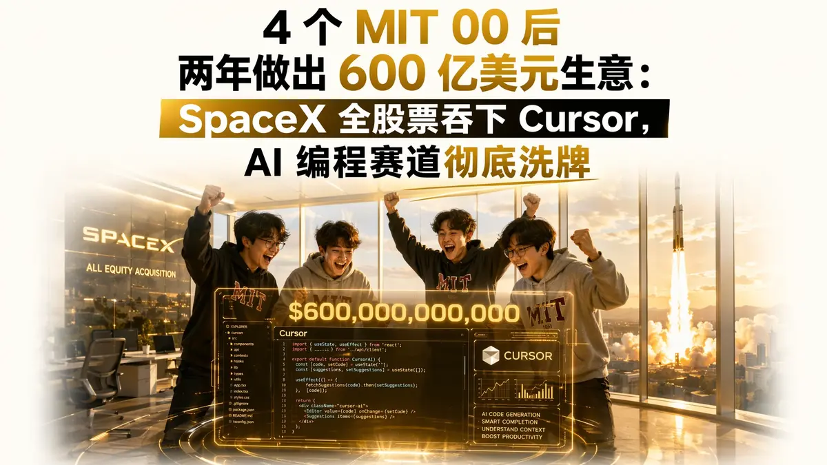 4 个 MIT 00 后两年做出 600 亿美元生意：SpaceX 全股票吞下 Cursor，AI 编程赛道彻底洗牌