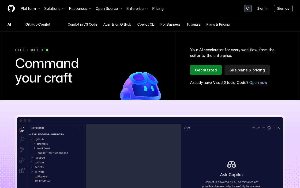 GitHub Copilot 官网首页