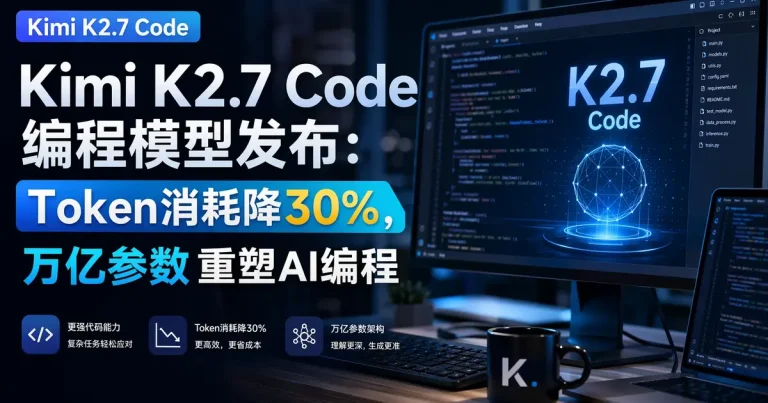 Kimi K2.7 Code编程模型发布:Token消耗降30%,1.1万亿参数重塑AI编程
