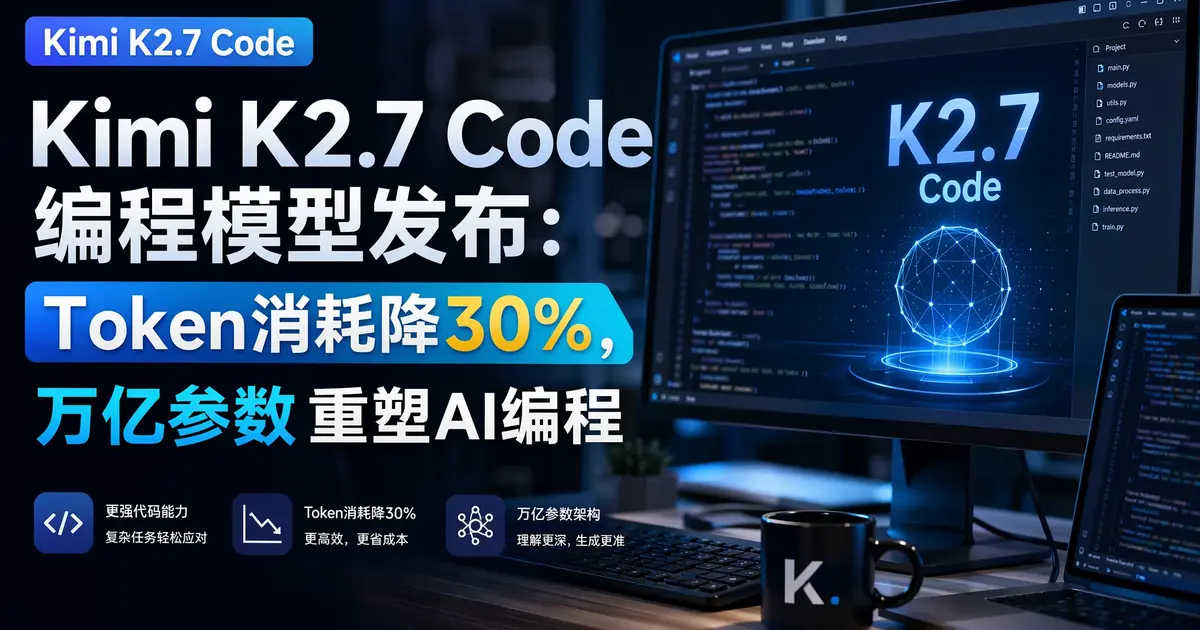 Kimi K2.7 Code编程模型发布：Token消耗降30%，1.1万亿参数重塑AI编程