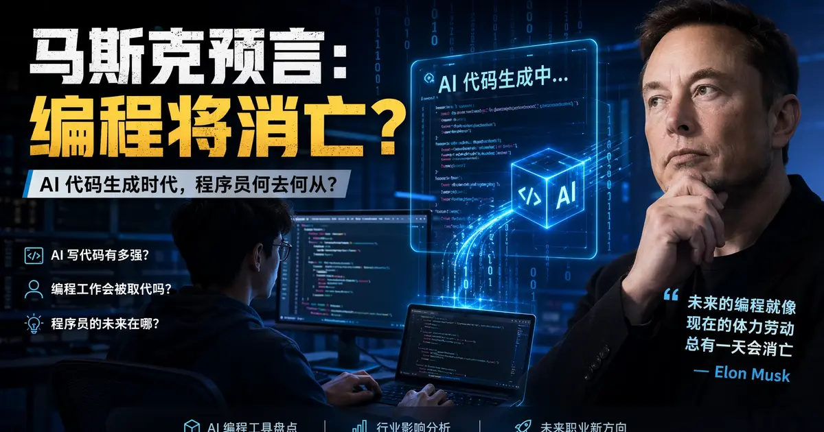 马斯克放话”2026年底编程消亡”：AI直出二进制，程序员的末日还是新生？