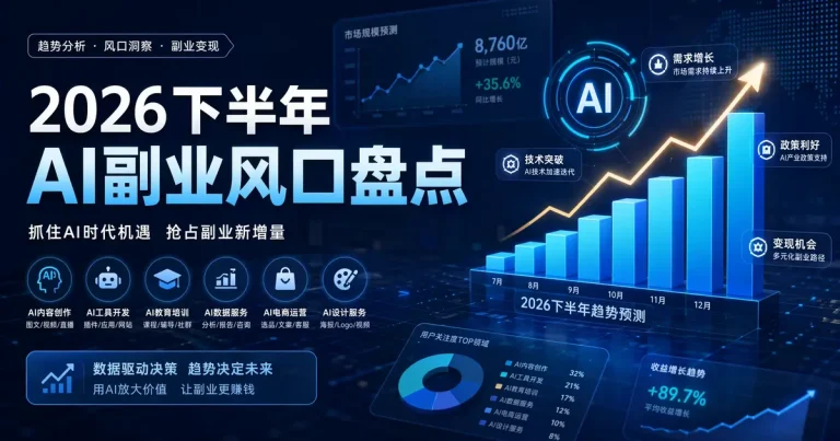 【2026下半年AI副业风口系列】收官篇：5类副业下半年趋势+上车路径