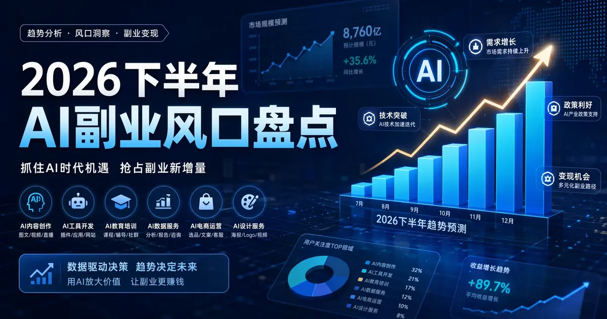 【2026下半年AI副业风口系列】收官篇：5类副业下半年趋势+上车路径