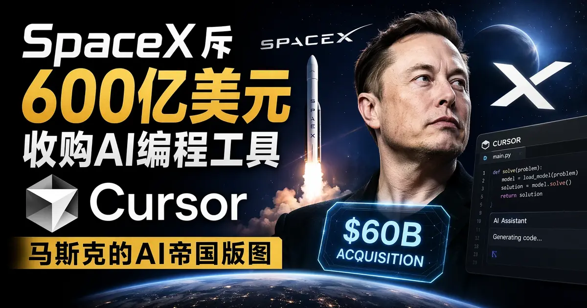 SpaceX斥600亿美元收购Cursor：AI编程赛道格局瞬间改写
