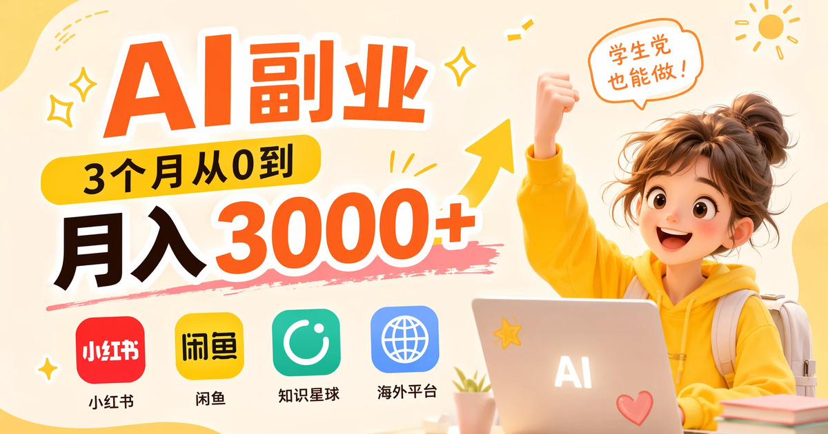 学生党 AI 副业:3 个月从 0 到月入 3000 的真实路径