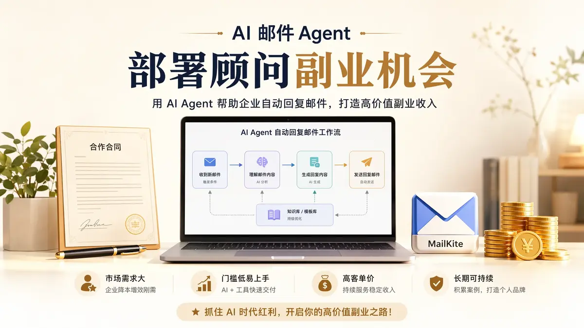 AI 邮件 Agent 部署顾问:7 月新副业机会,5 类企业最痛 + 4 类定价 + 完整 SOP
