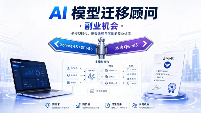 AI 模型迁移顾问:7 月新副业机会,基于 Fable 5 性能降级,帮企业从 Fable 切回 Sonnet 4.5 / 多模型架构