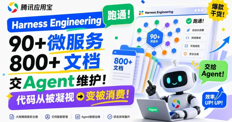 腾讯应用宝把 Harness Engineering 跑通:90+ 微服务 / 800+ 文档交 Agent 维护,代码从”被凝视”变”被消费”;北大同日定调 Agent = Model + Harness