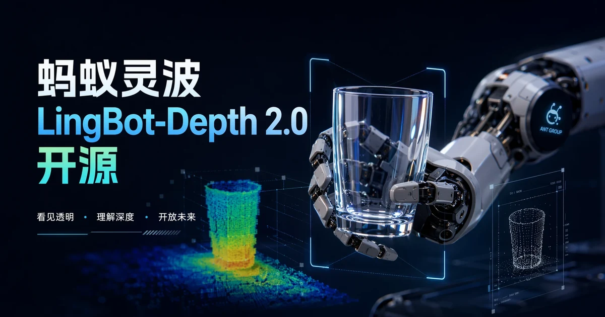 蚂蚁灵波 LingBot-Depth 2.0 开源:机器人”看见透明物体”的硬骨头,终于有人啃下来了