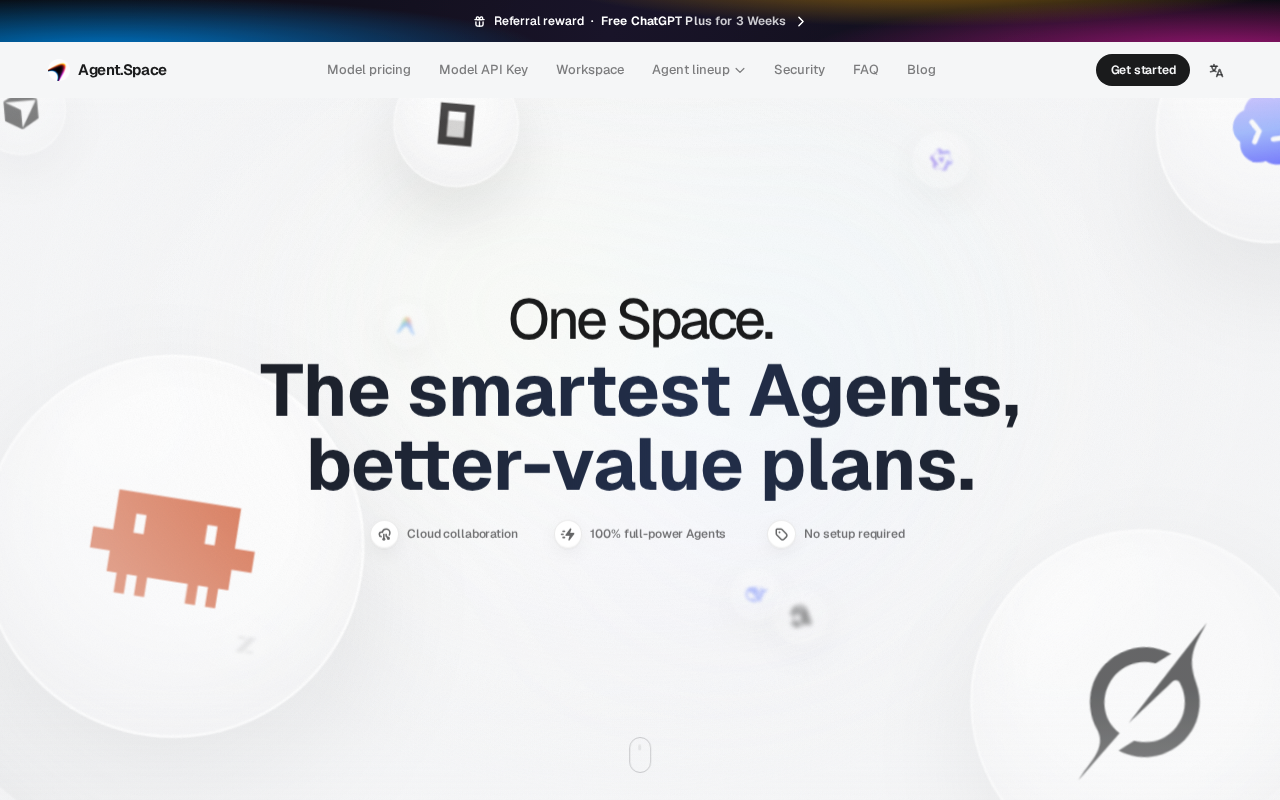 agentspace 官网首页截图