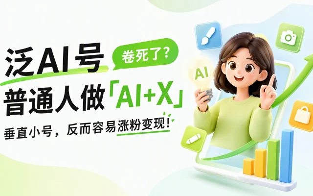 泛AI号卷死了？普通人做「AI+X」垂直小号，反而容易涨粉变现