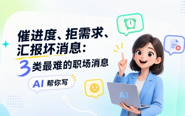 催进度、拒需求、汇报坏消息：3 类最难的职场消息，AI 帮你写