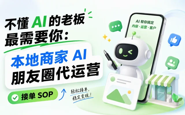 不懂 AI 的老板最需要你：本地商家 AI 朋友圈代运营，接单 SOP
