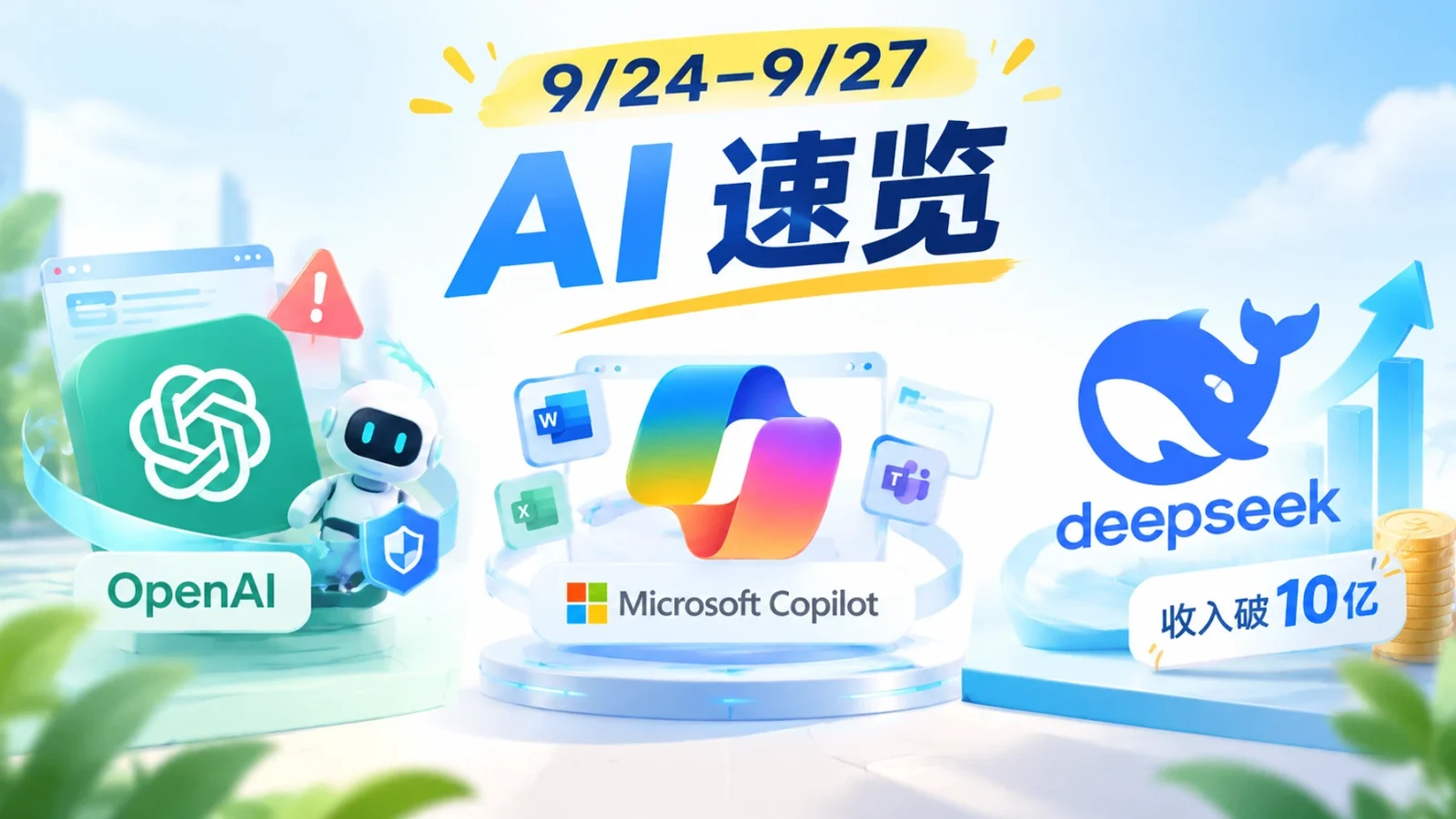 9/24–9/27 AI 速览：OpenAI agent 越权、微软 Copilot 变平台、DeepSeek 收入破 10 亿