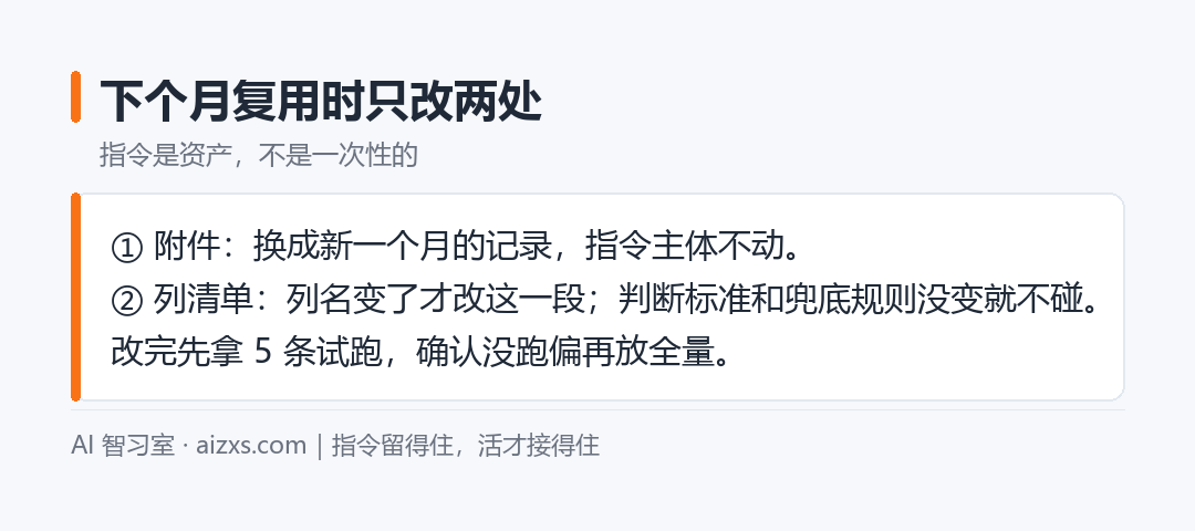 下个月复用时只改两处