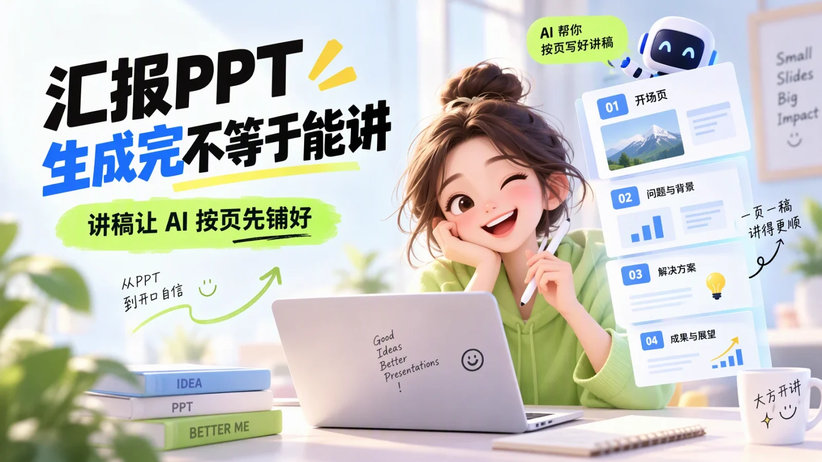 汇报 PPT 生成完不等于能讲：讲稿让 AI 按页先铺好