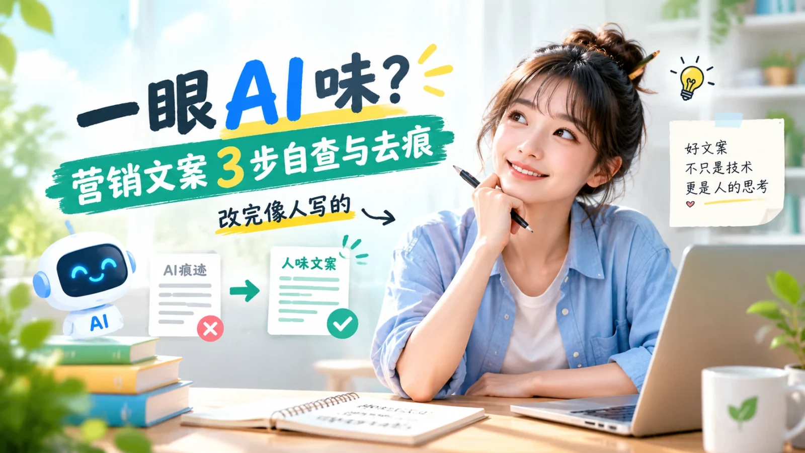一眼 AI 味？营销文案 3 步自查与去痕，改完像人写的