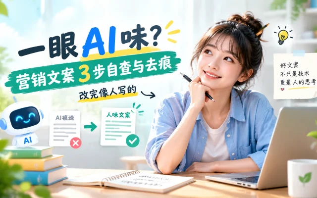 一眼 AI 味？营销文案 3 步自查与去痕，改完像人写的