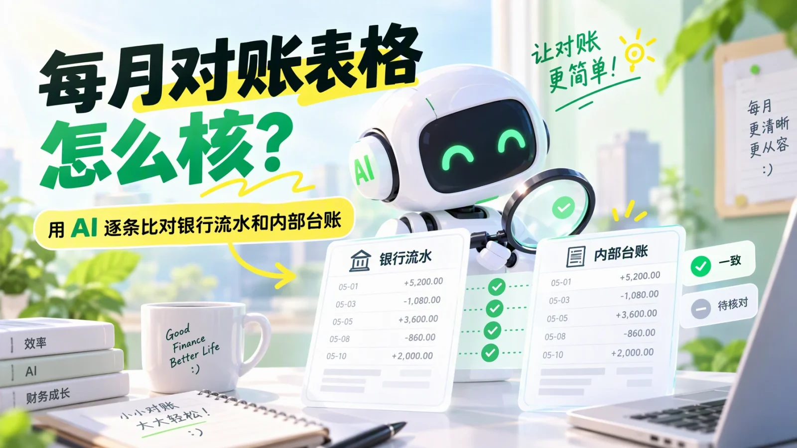每月对账表格怎么核：用 AI 逐条比对银行流水和内部台账