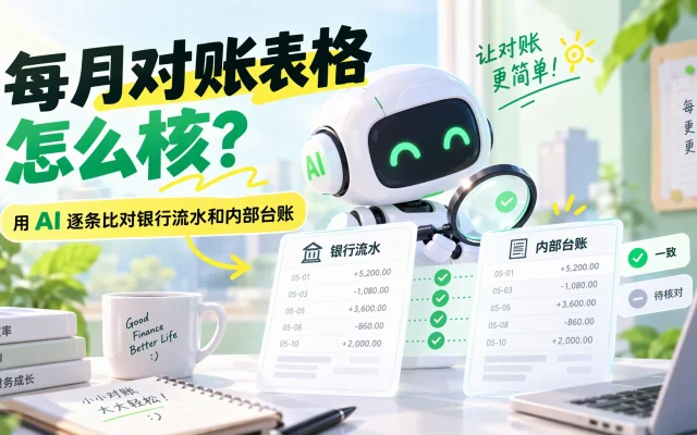 每月对账表格怎么核：用 AI 逐条比对银行流水和内部台账