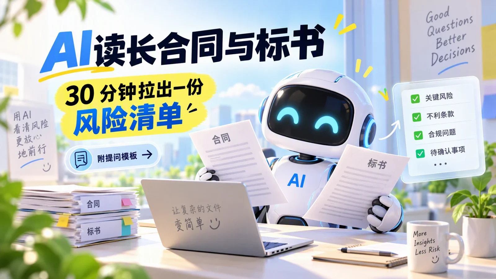 AI 读长合同与标书：30 分钟拉出一份风险清单，附提问模板
