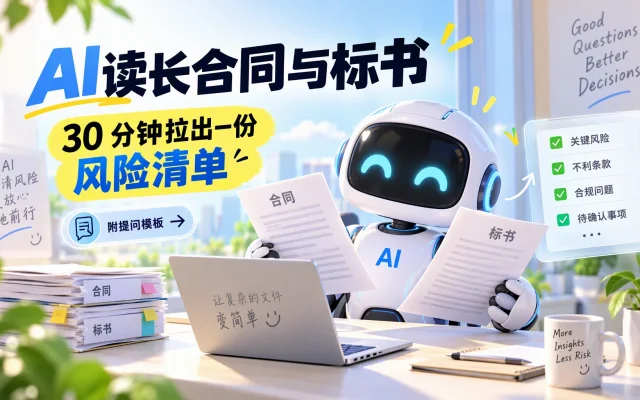 AI 读长合同与标书：30 分钟拉出一份风险清单，附提问模板