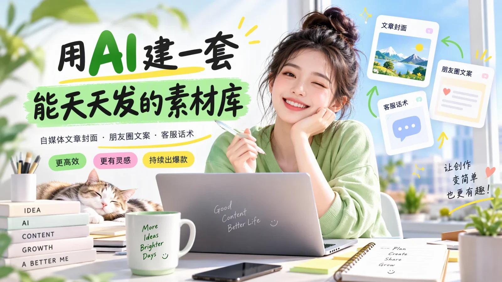 朋友圈文案与客服话术：用 AI 建一套能天天发的素材库