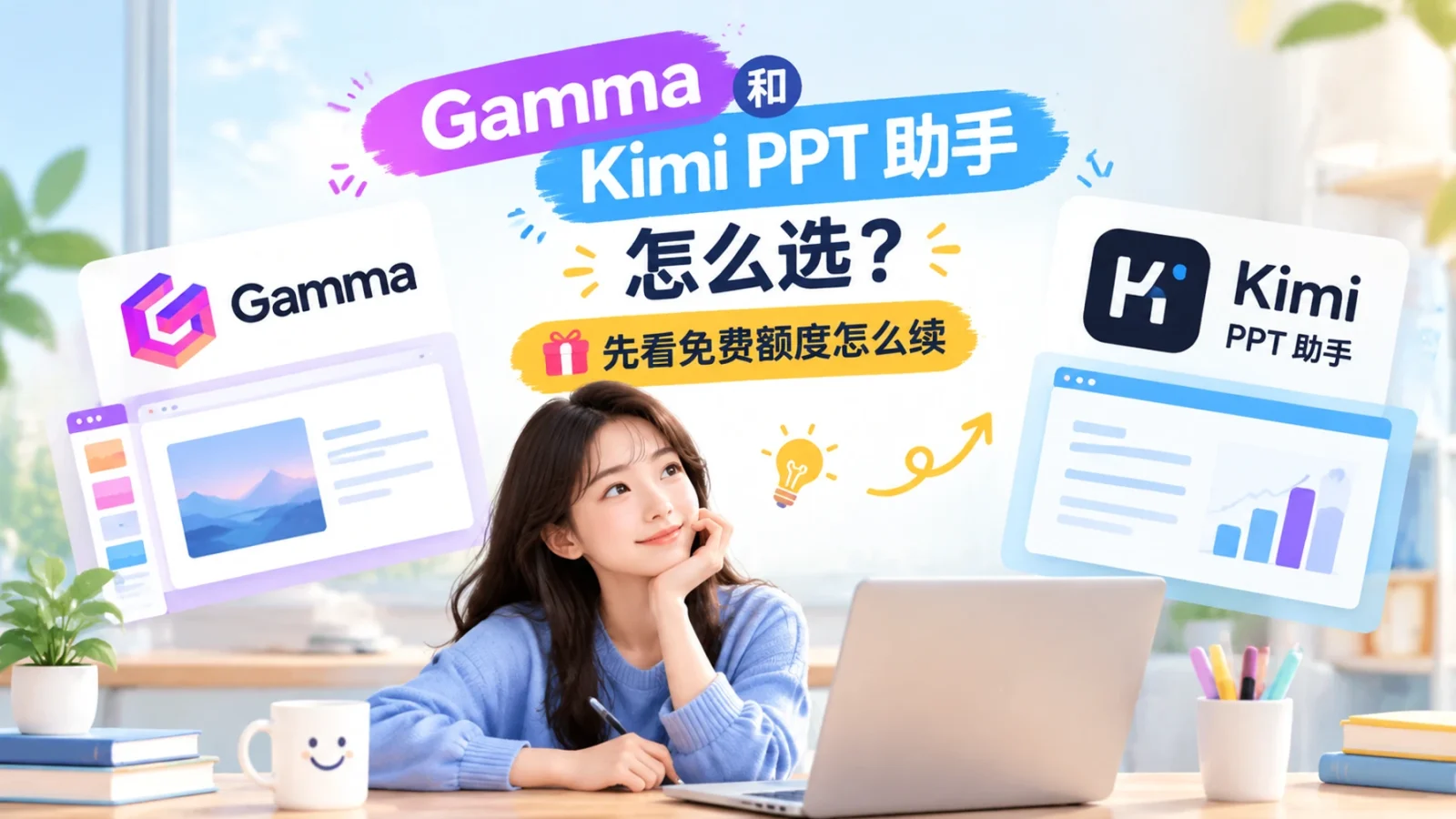 做汇报 PPT，Gamma 和 Kimi PPT 助手怎么选？先看免费额度怎么续