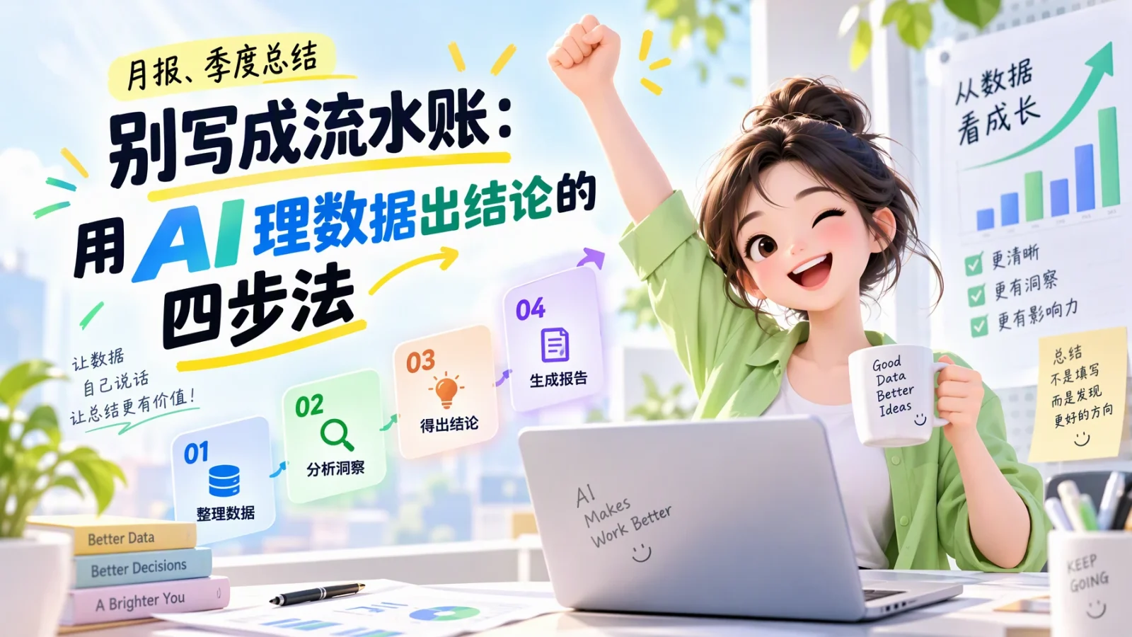 月报、季度总结别写成流水账：用 AI 理数据出结论的四步法