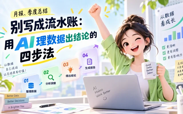月报、季度总结别写成流水账：用 AI 理数据出结论的四步法
