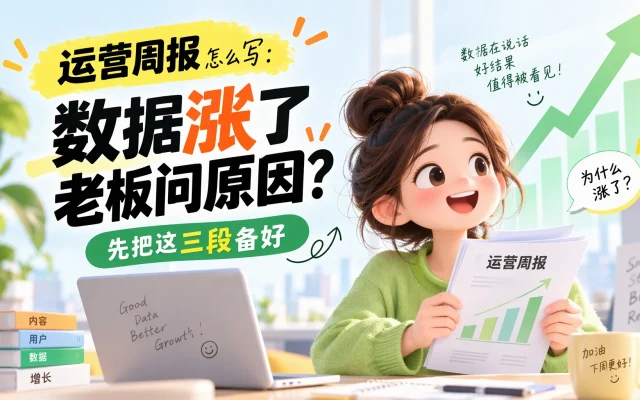运营周报怎么写：数据涨了老板问原因，先把这三段备好