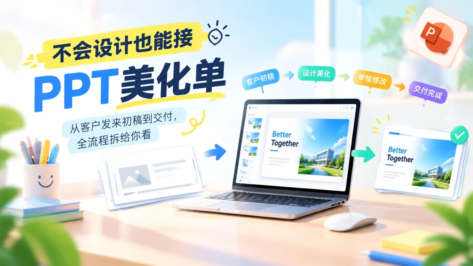 不会设计也能接 PPT 美化单：从客户发来初稿到交付，全流程拆给你看