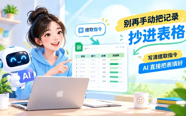 别再手动把记录抄进表格：写清提取指令，AI 直接把表填好